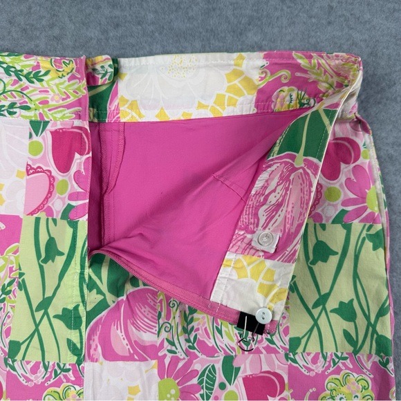 Vintage Lilly Pulitzer Skort Womens SZ 6 Scallop Hem Pink Green Patchwork Floral - Picture 9 of 16